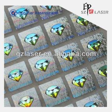 Hologram self-adhesive sticker with PET film or Paper material